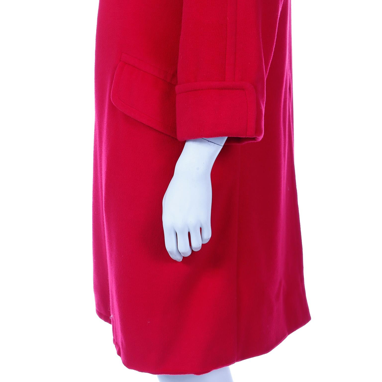 Manteau en cachemire rouge vintage British Textiles des années 1980 en vente 2