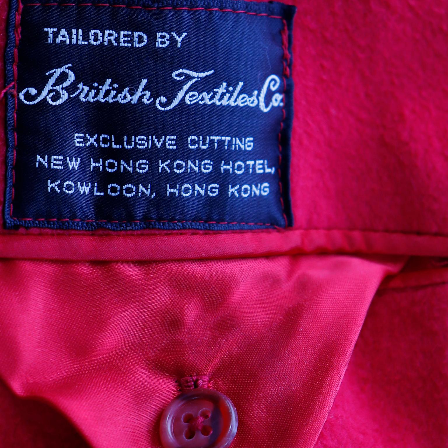 Vintage 1980s British Textiles Red Cashmere Coat For Sale 4