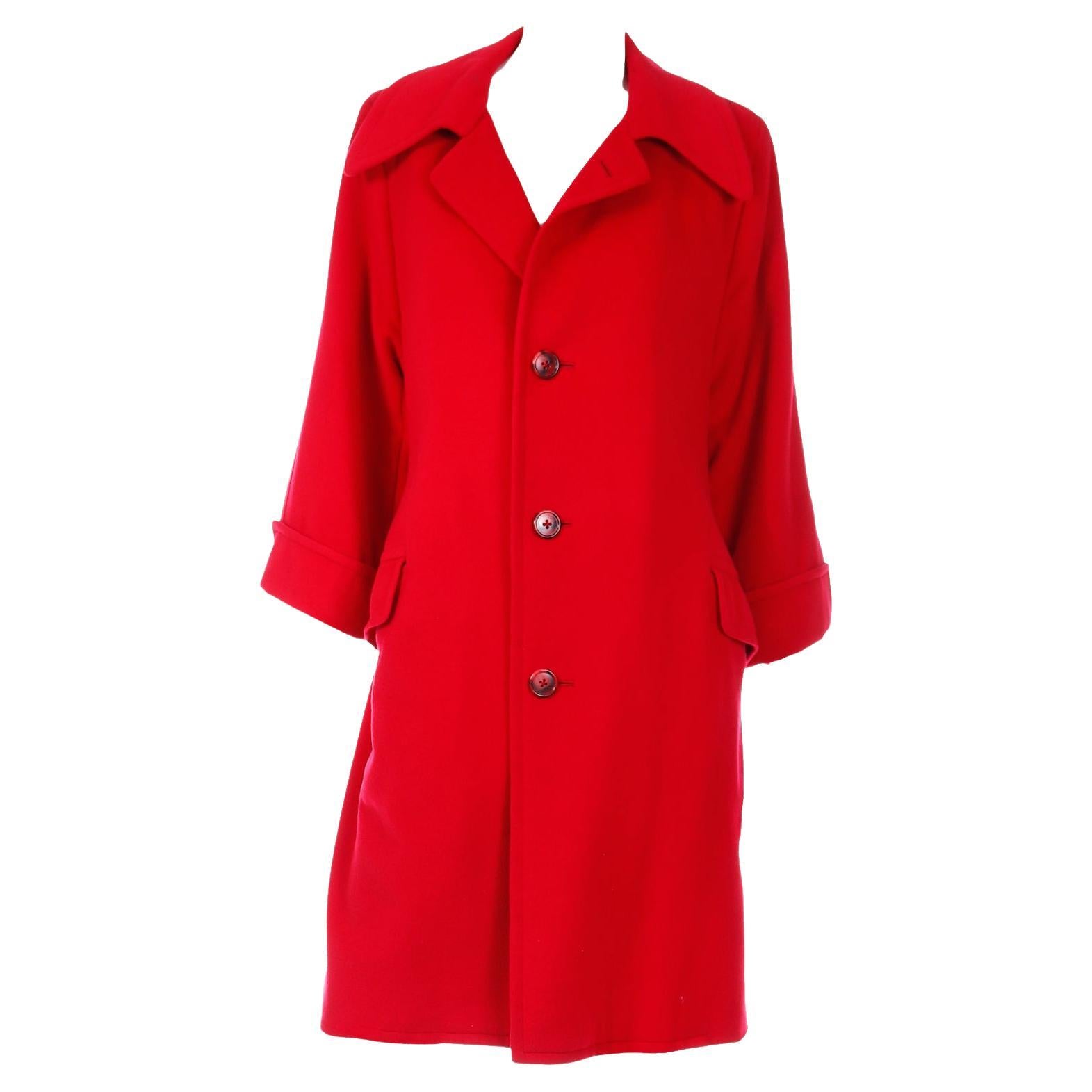Vintage 1980s British Textiles Red Cashmere Coat For Sale