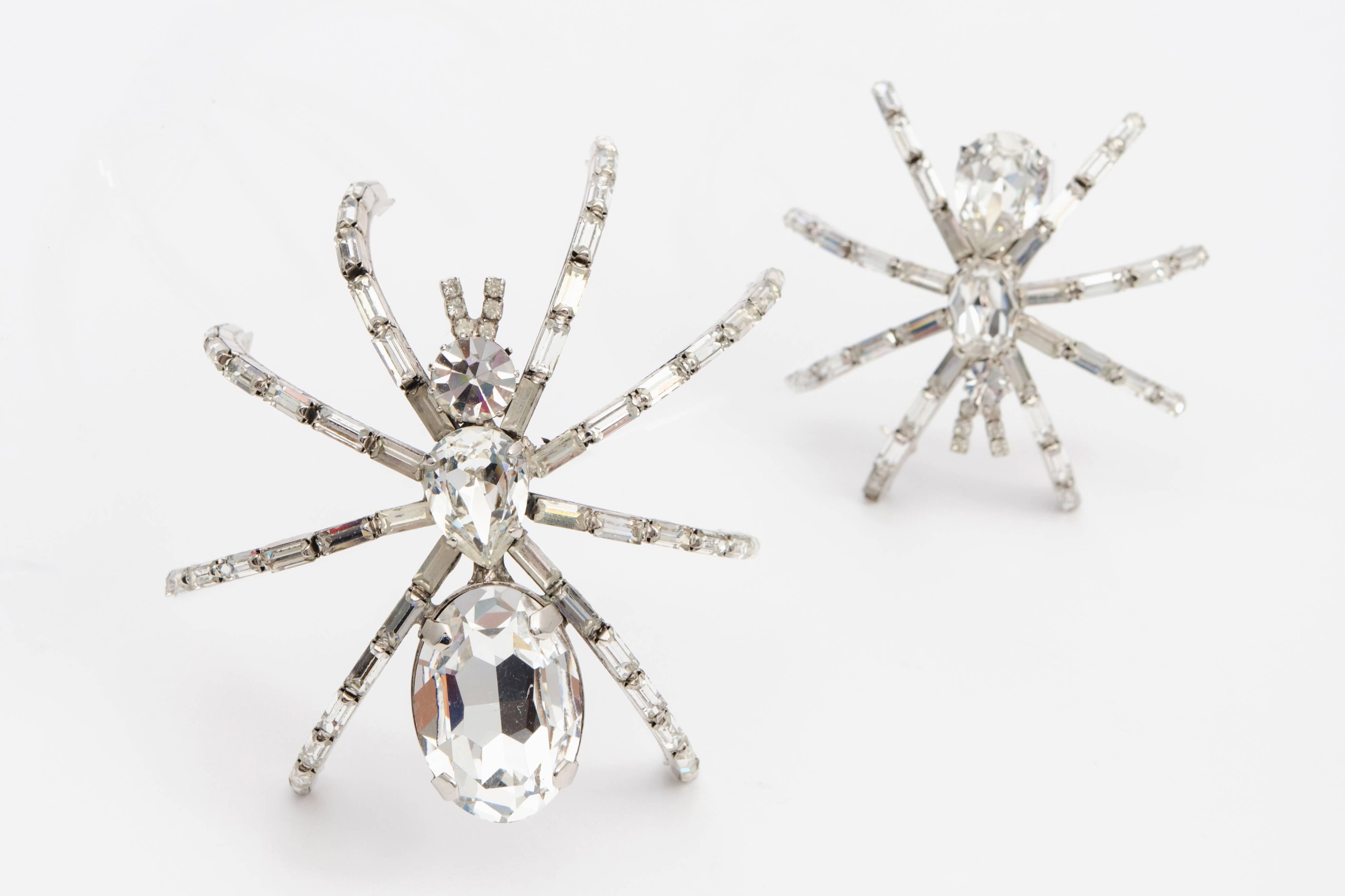 Men's Vintage 1980’s Butler and Wilson Large Rhinestone Spider Pins