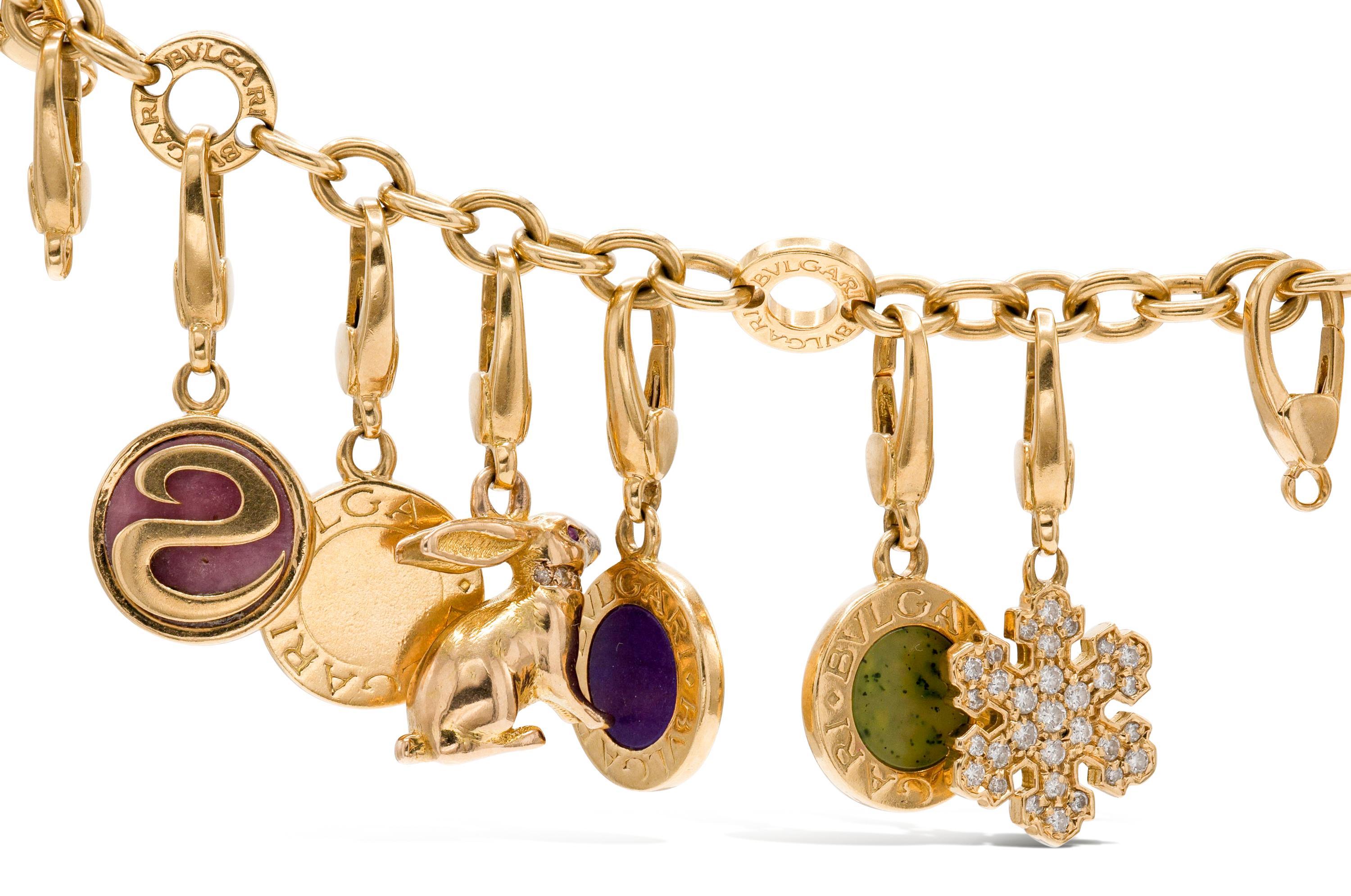 Women's Vintage 1980s Bvlgari 12 Charm Bracelet