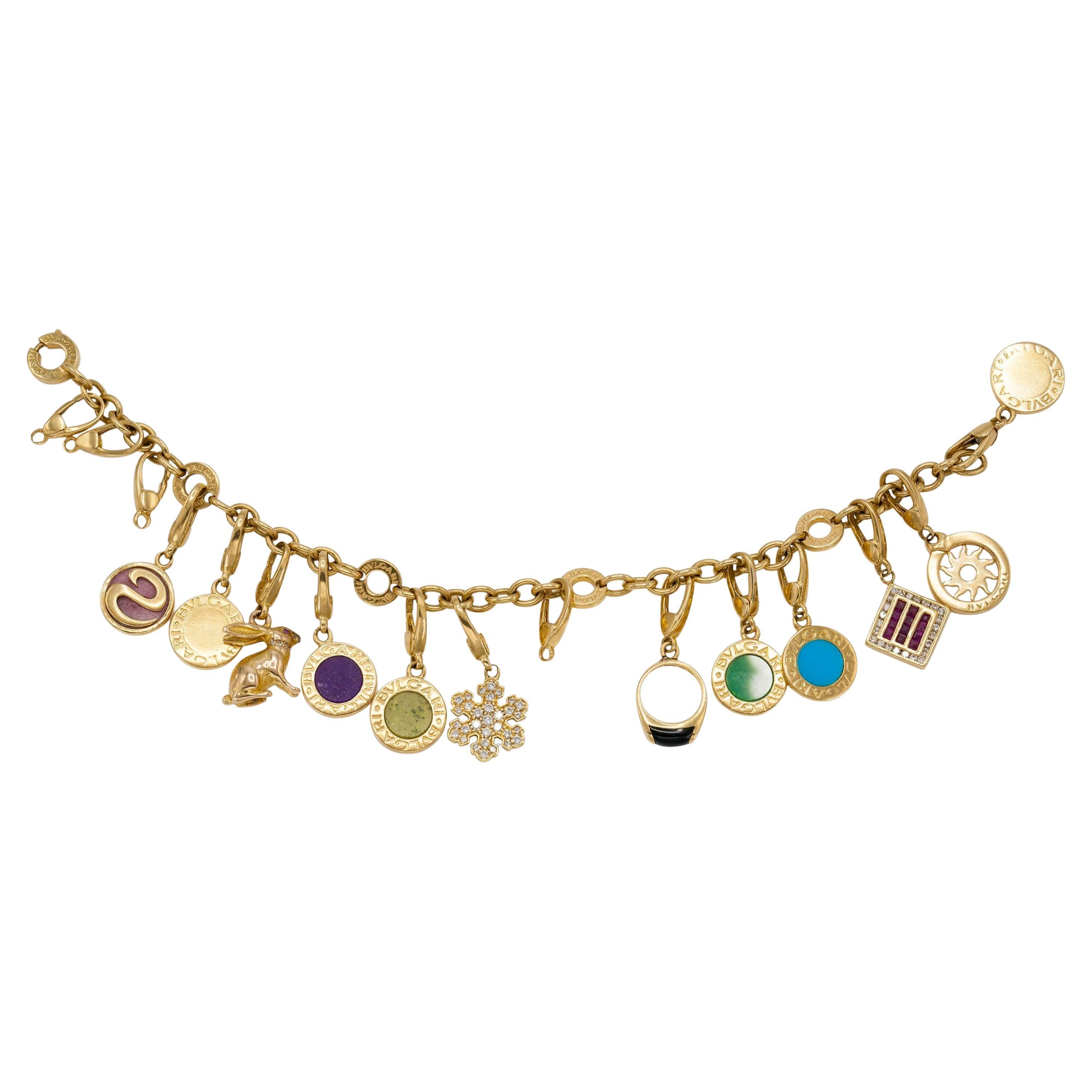 Vintage 1980s Bvlgari 12 Charm Bracelet
