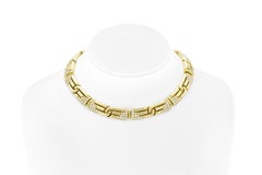 Vintage 1980s Bvlgari Gold and Diamonds Link Collar Necklace
