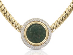 Vintage 1980s Bvlgari Moneta Roman Coin Necklace with Diamonds