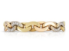 Vintage 1980s Bvlgari Tri-Tone Curb Link Bracelet with Diamonds