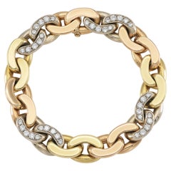 Bvlgari Bracelet à maillons courbes tricolores avec diamants, années 1980