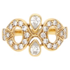 Bague vintage « C de Cartier » des années 1980, en or jaune, sertie d'un diamant en forme de poire