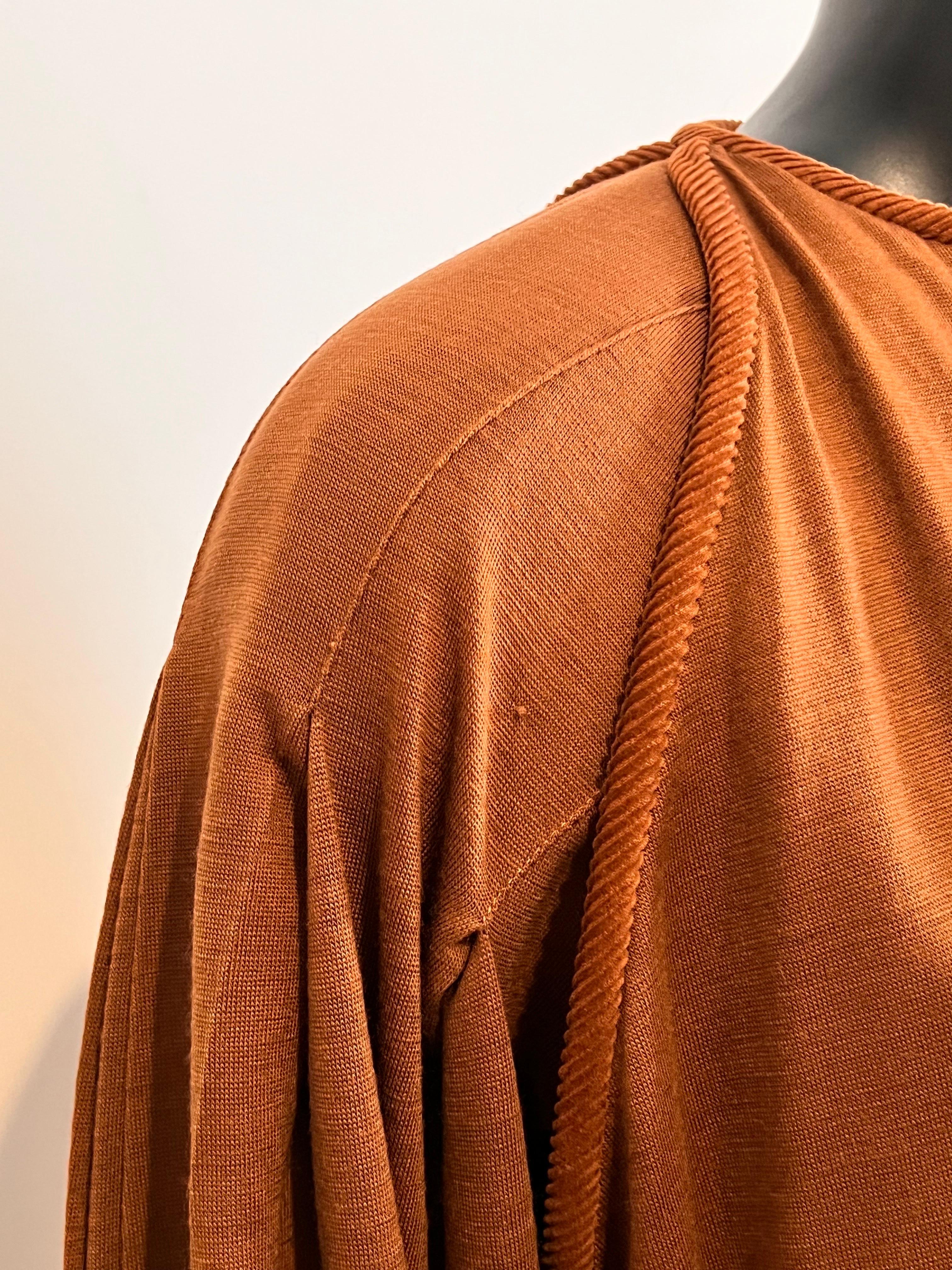 Vintage 1980’s Callaghan wool jersey dress with corduroy detail & leather belt For Sale 4
