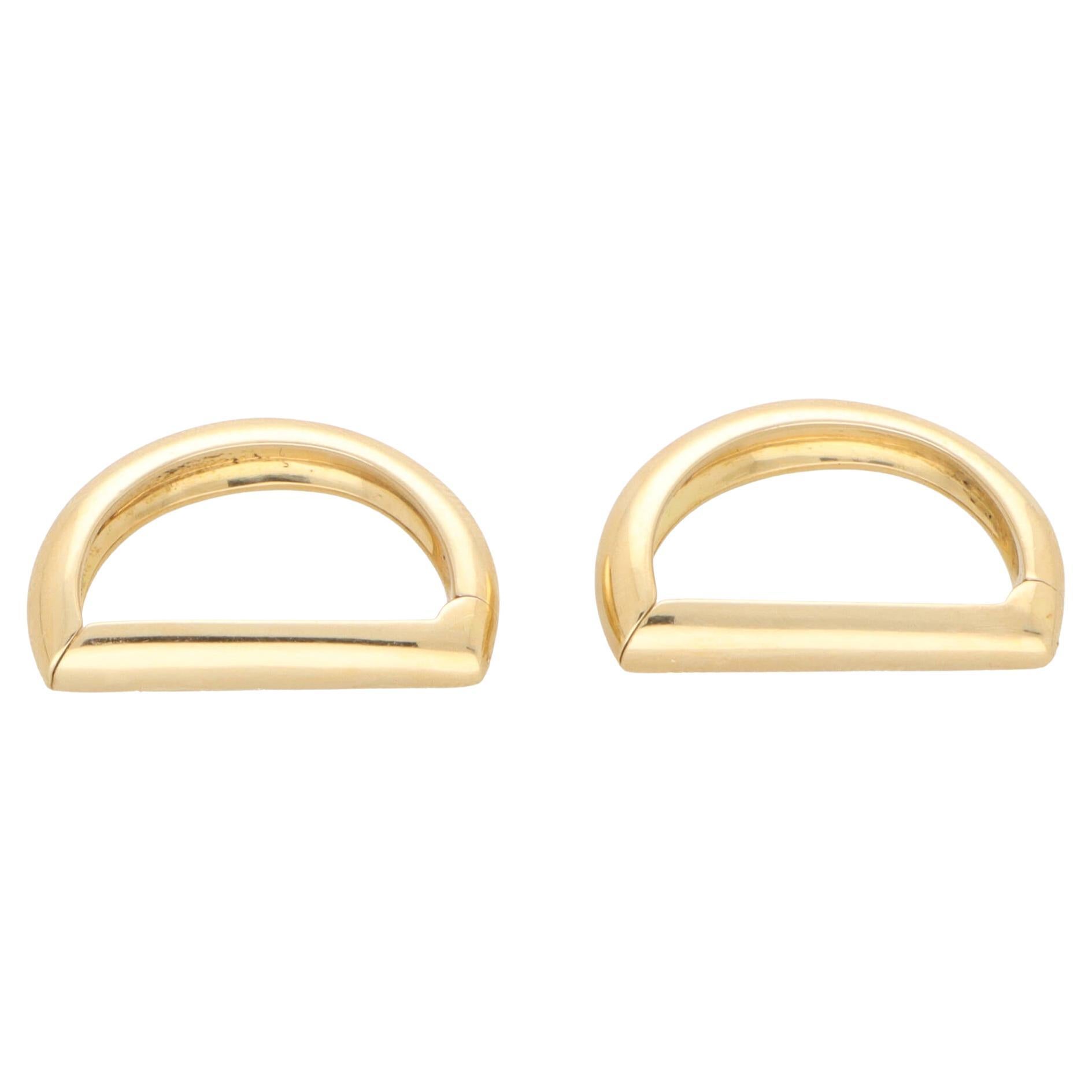 Vintage 1980s Cartier Clip Cufflinks Set in 18k Yellow Gold For Sale