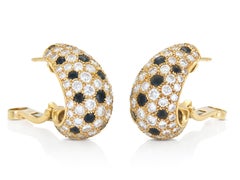 Vintage 1980s Cartier Diamond and Onyx Panthere Earrings