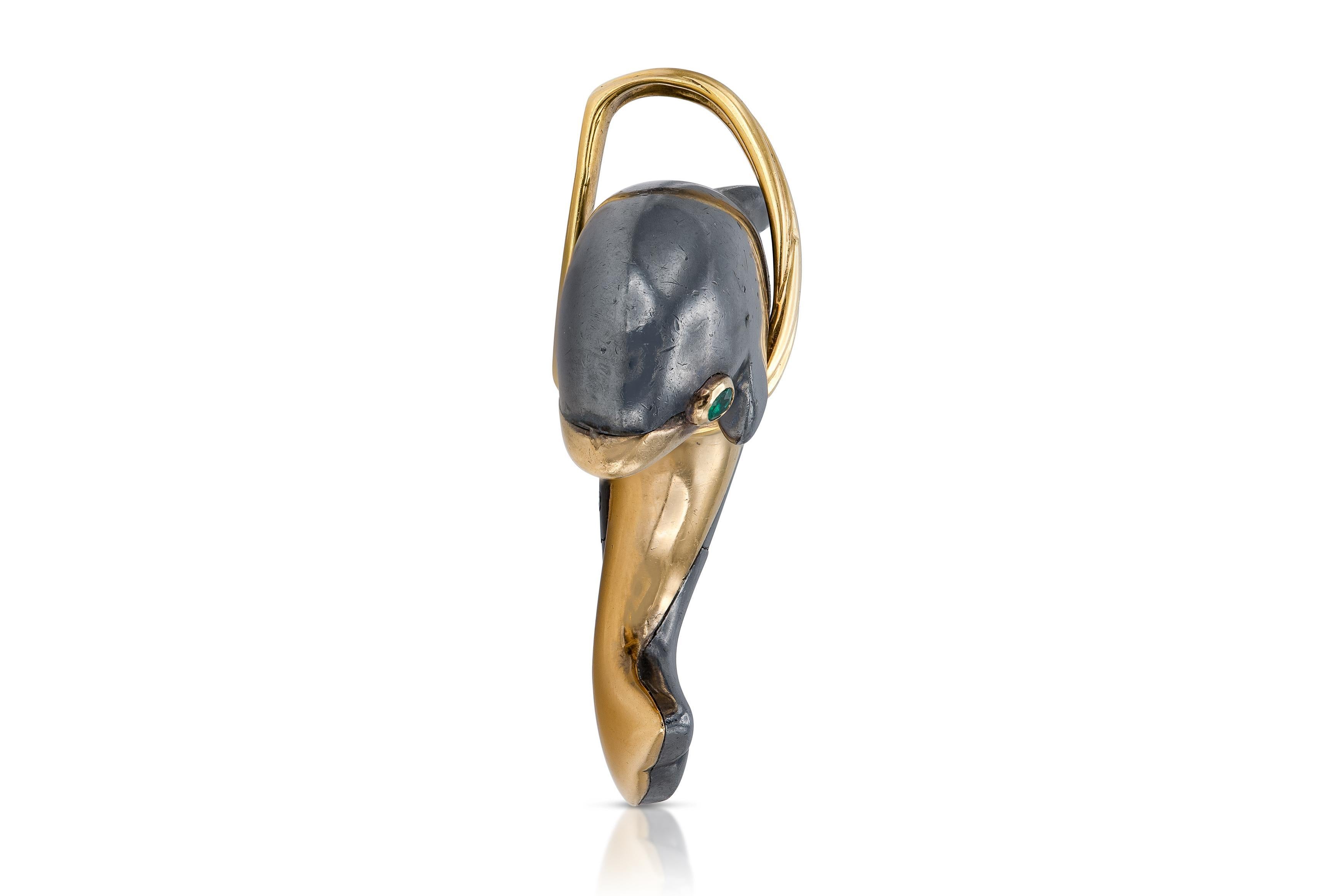 Taglio misto Ciondolo a forma di delfino in ematite Cartier vintage anni '80 in vendita