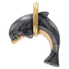 Pendentif dauphin en hématite vintage des années 1980 de Cartier