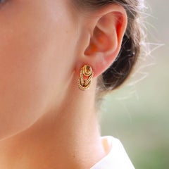 Vintage 1980s Cartier 'Hercules Knot' Citrine Earrings in 18k Gold and Steel