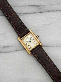 Vintage 1980s Cartier Lady Must de Cartier Tank Vermeil Line Dial Quartz 21mm