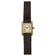 Vintage 1980s Cartier Lady Must de Cartier Tank Vermeil Line Dial Quartz 21mm