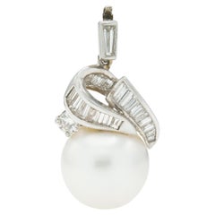 Vintage 1980s Cartier Pearl and Diamond Pendant