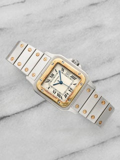 Vintage 1980s Cartier Santos 2961 Two-Tone White Roman Dial Auto 29mm