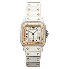 Vintage 1980s Cartier Santos 2961 Two-Tone White Roman Dial Auto 29mm