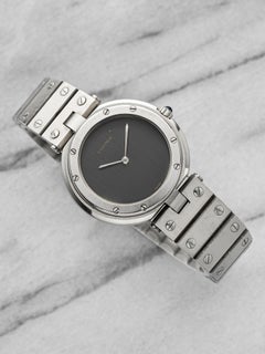Vintage 1980s Cartier Santos Vendome Steel 8192 Quartz Grey Ghost Dial 27mm