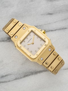 Vintage 1980 Cartier Santos Or Jaune 2960 Auto Cadran Gris Diamant 29mm