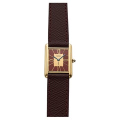 Vintage 1980s Cartier Tank Must Reference 6 81006 Gold-Plated Quartz Red Roman