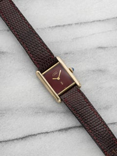 Vintage 1980s Cartier Tank Must Vermeil Burgundy Spider Dial Manual 21mm