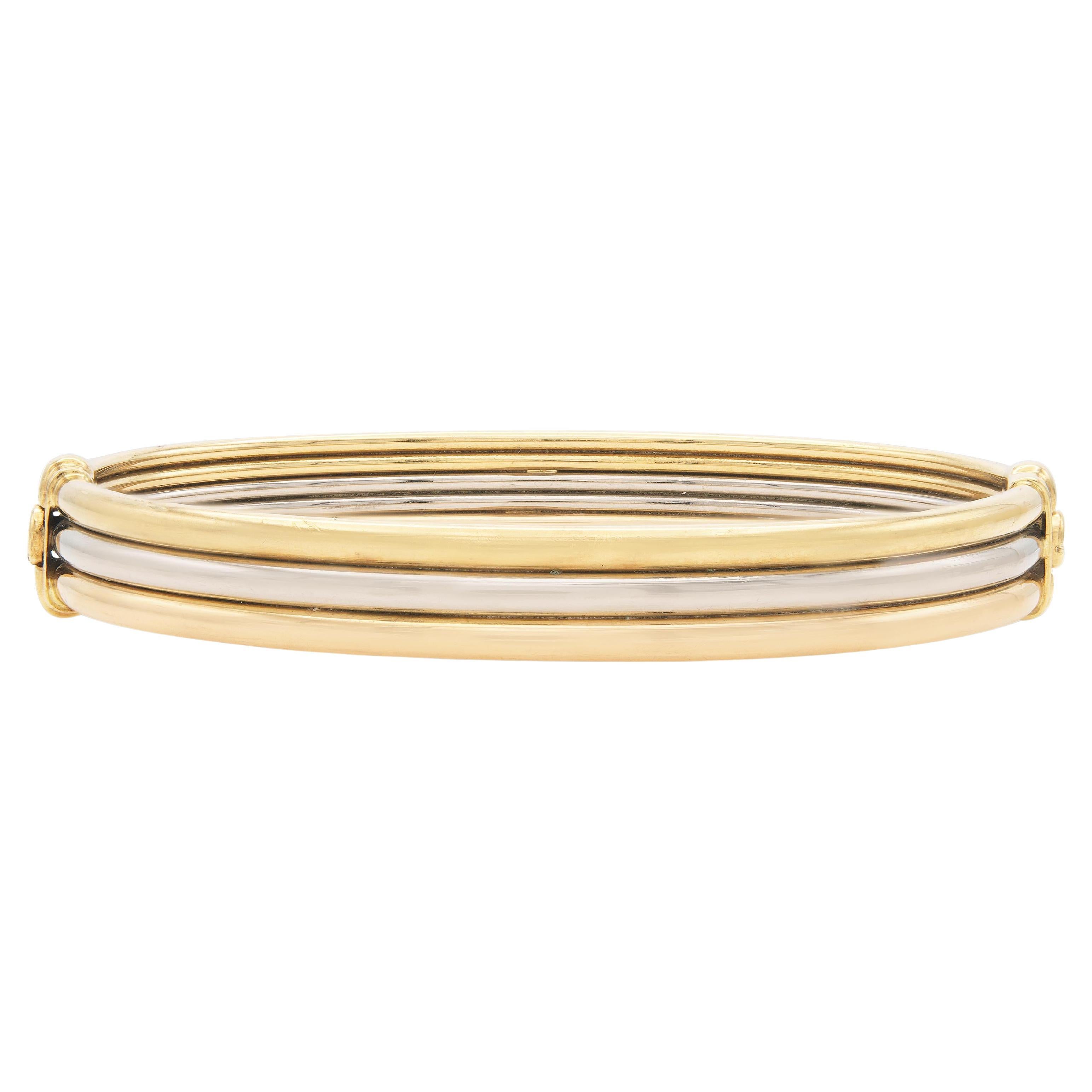 Vintage 1980s Cartier Tri-Tone Gold Bangle Bracelet en venta