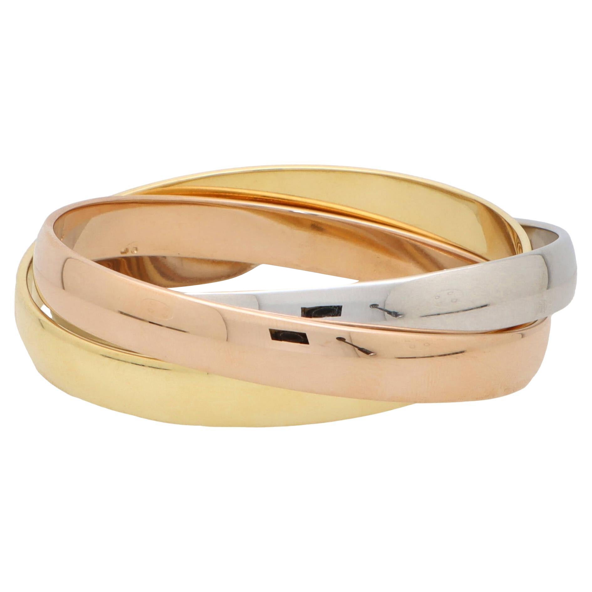 Vintage 1980er Cartier Trinity Armreif 'Large' in 18k Gelb-, Rosé- und Weißgold