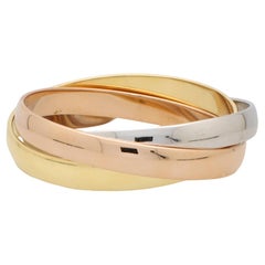 Vintage 1980s Cartier Trinity Bangle 'Large' in 18k Yellow, Rose and White Gold