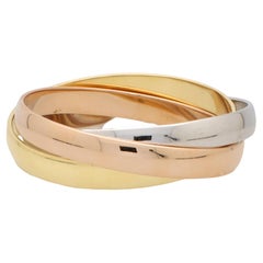 Vintage 1980's Cartier Trinity Bangle 'Large' in 18k Yellow, Rose and White Gold
