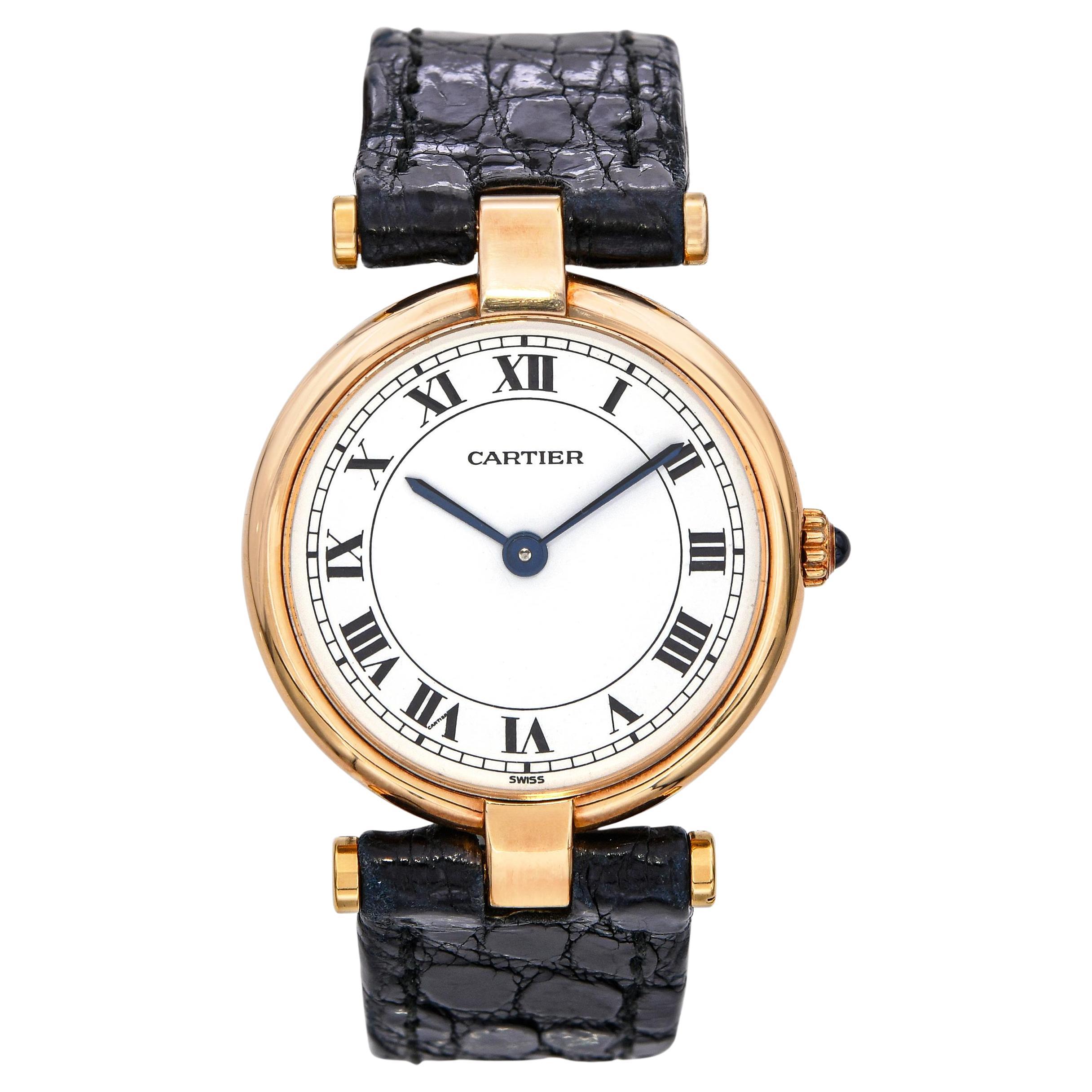 Vintage 1980s Cartier Vendome 18k Gold Watch Ref. 8100