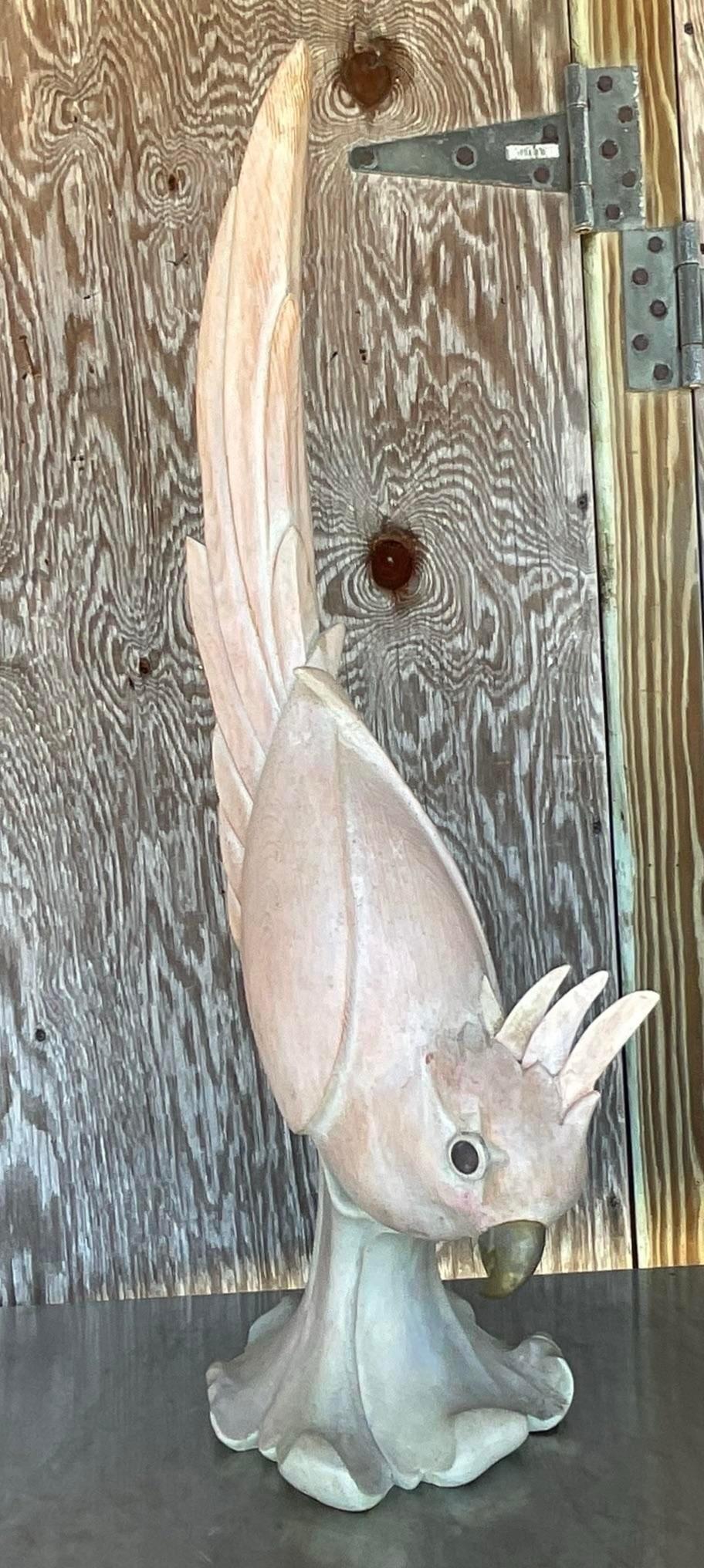 Mid-Century moderno Cacatua in legno intagliato vintage degli anni '80 in vendita