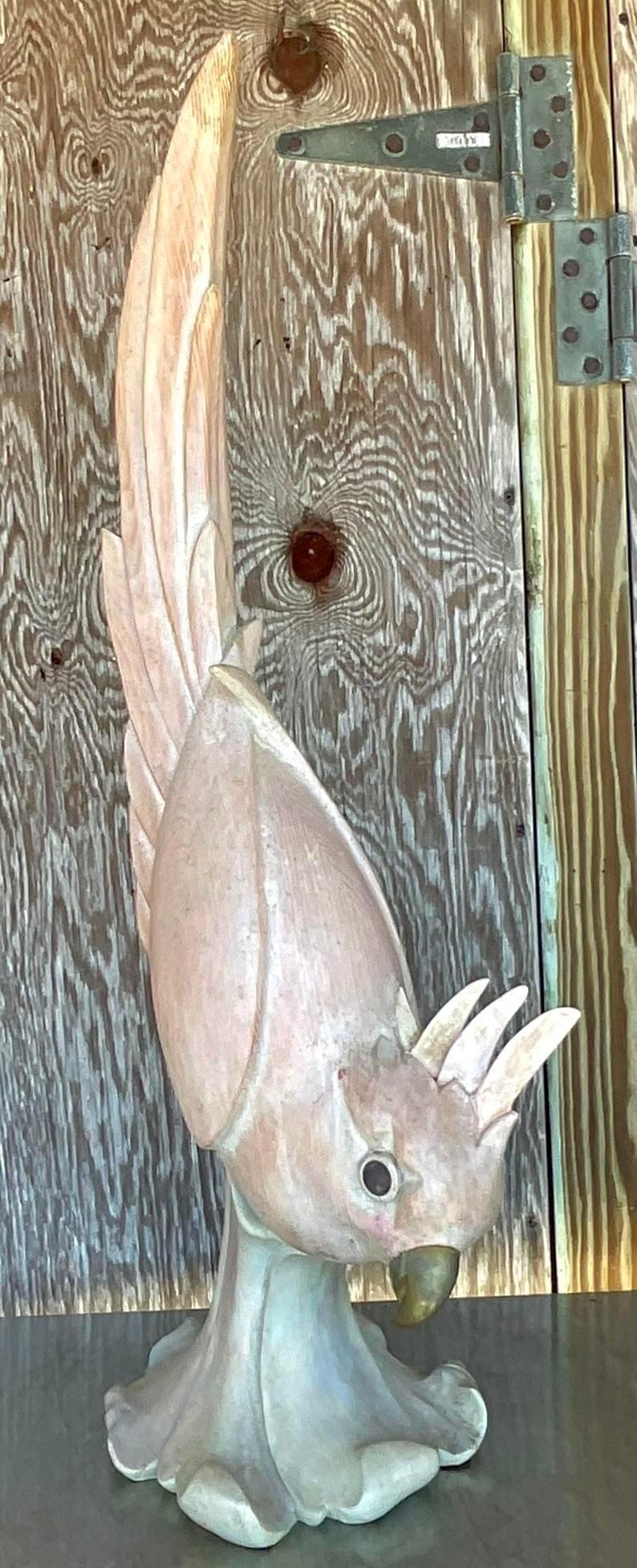 Filippino Cacatua in legno intagliato vintage degli anni '80 in vendita