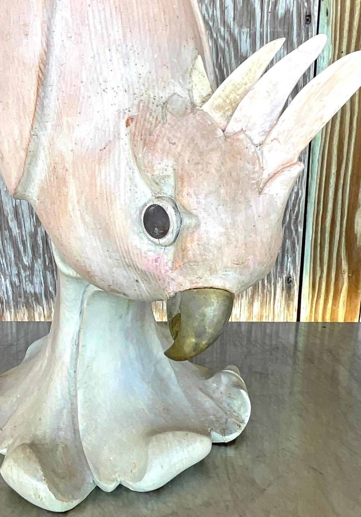 Ceramica Cacatua in legno intagliato vintage degli anni '80 in vendita