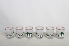 Set di bicchieri da cocktail "Penguin" in vetro CERA degli anni '80, realizzati per Neiman Marcus in occasione delle festività natalizie