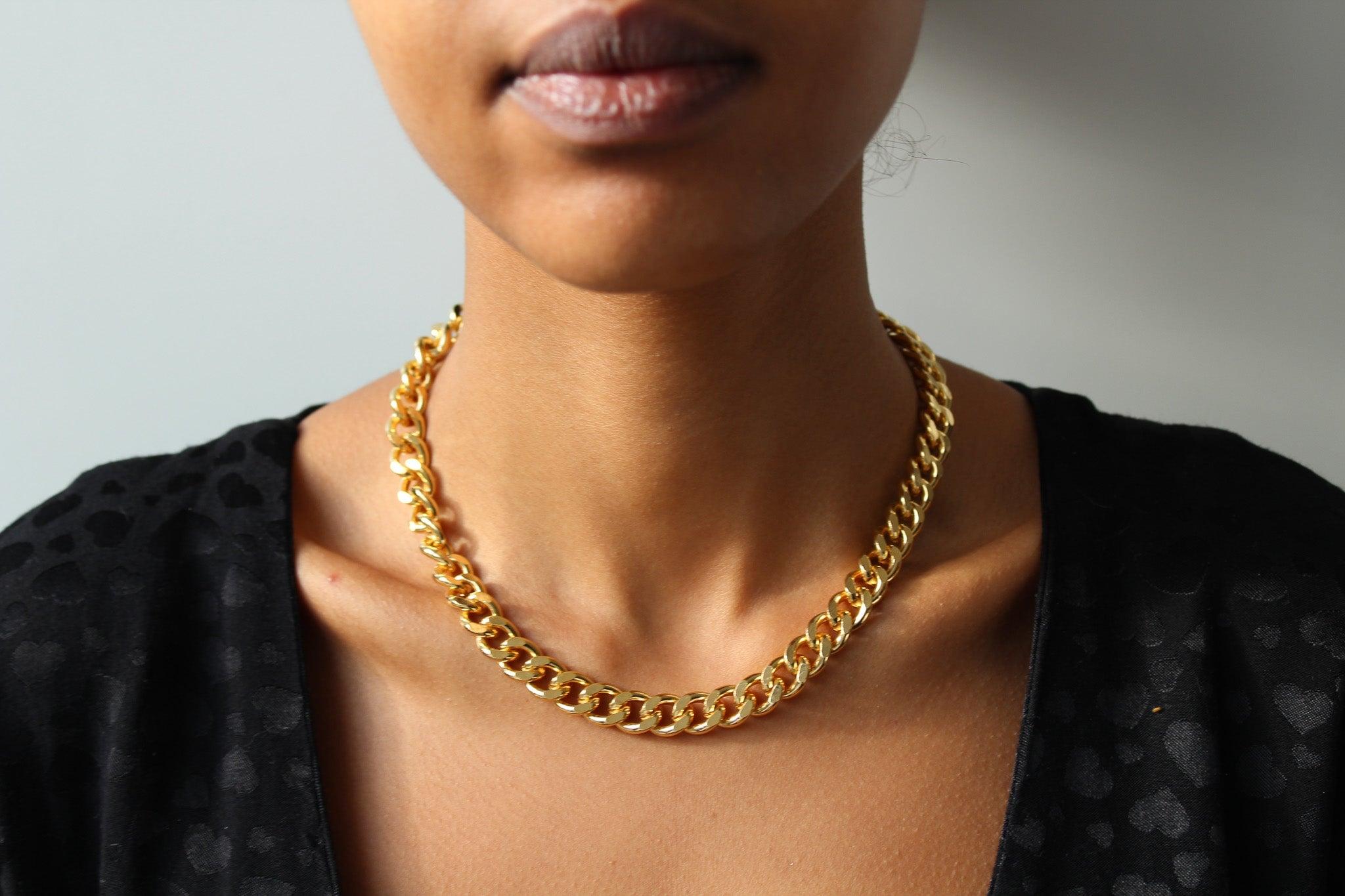 Women's Vintage 1980s Chain Necklace - 18 Carat Gold Plated Vintage Deadstock For Sale