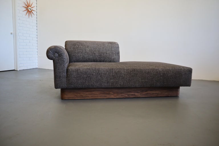 Vintage 1980s Chaise Lounge Walnut Base For Sale at 1stDibs