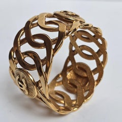Vintage 1980s Chanel Gold Rigid Chain CC Bangle