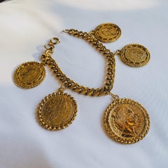 Vintage 1980s Charm Bracelet - 18 Carat Gold Plated Vintage Deadstock
