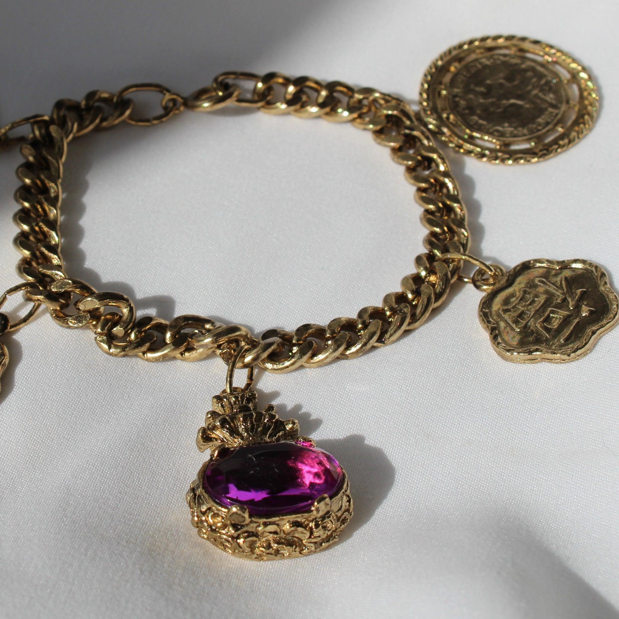Bracelet à breloques vintage des années 1980 - Vintage Deadstock Pour femmes en vente