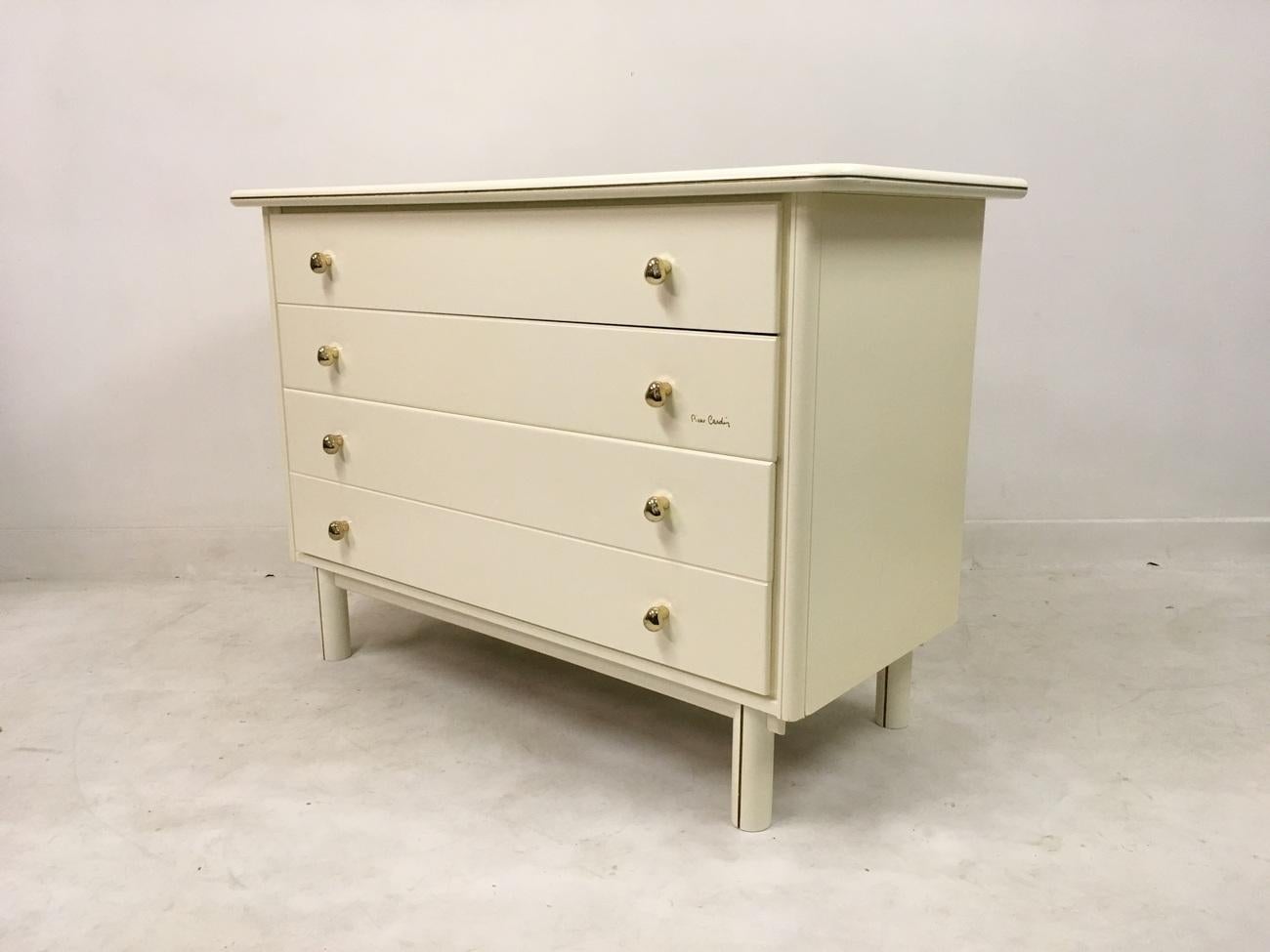 Wood Vintage 1980s Chest of Drawers by Pierre Cardin For Sale