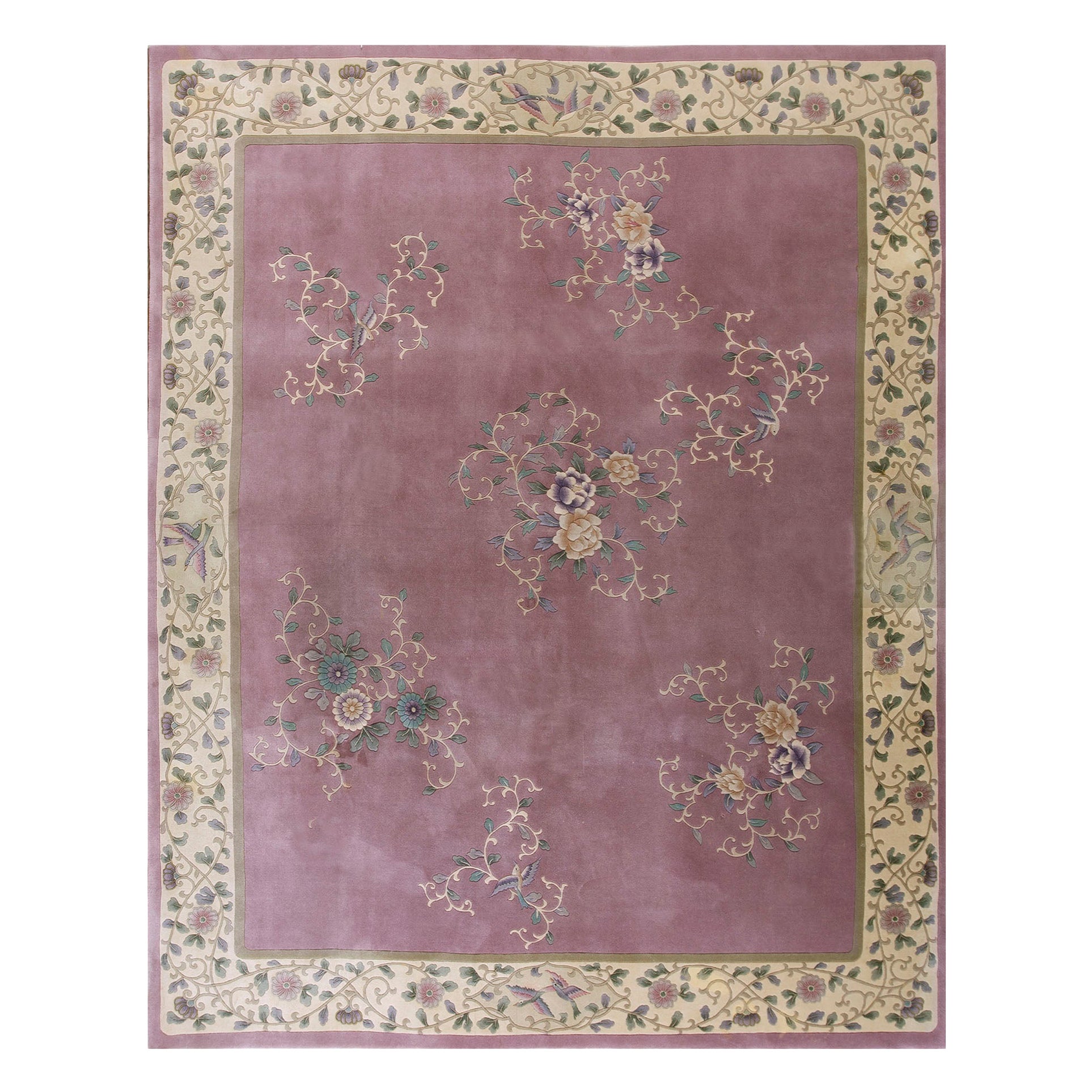 Tapis Art déco chinois vintage des années 1980 ( 7' 9'' x 9' 8'' - 235 x 295 cm )