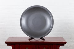 Vintage 1980s Chinese Cobalt Grey Ceramic Charger Plate, Three Available