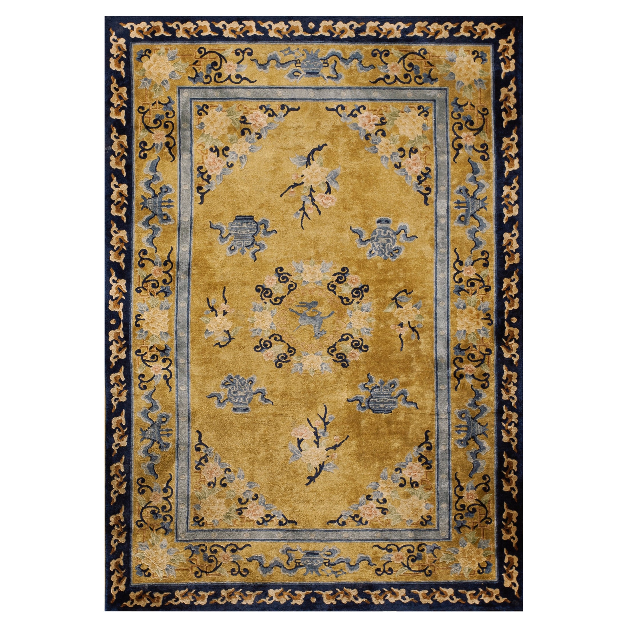 Tappeto di seta cinese vintage degli anni '80 ( 4'1'' x 6'2'' - 125 x 188 )