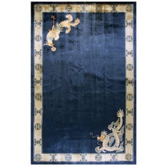Vintage 1980s Chinese Silk Dragon & Phoenix Carpet ( 10''x 16'' - 305 x 488 )