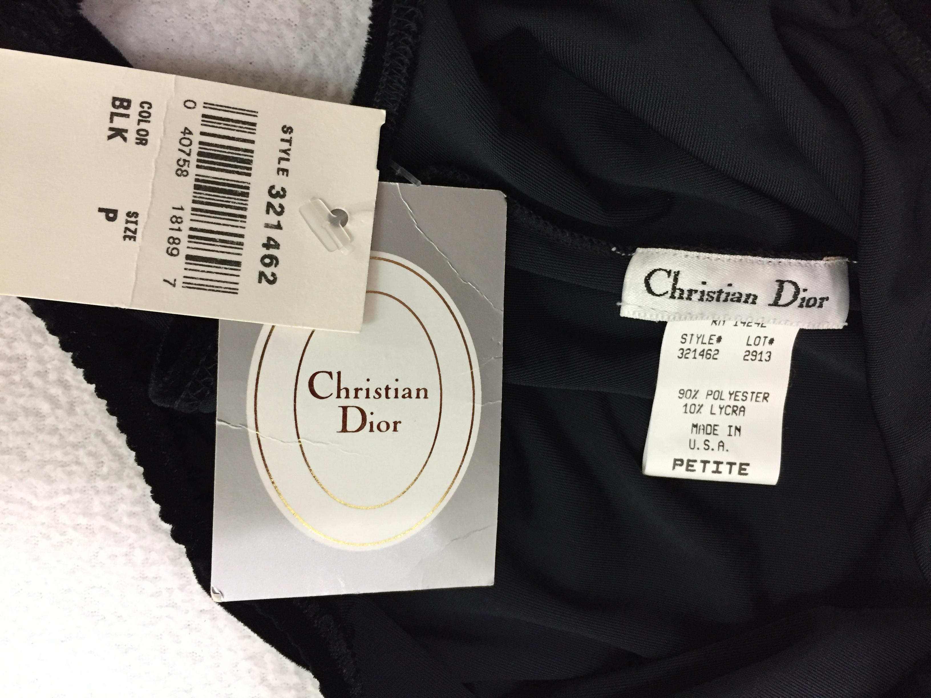 Vintage 1980's Christian Dior Black Velvet One Shoulder Bodysuit Top In New Condition In Yukon, OK
