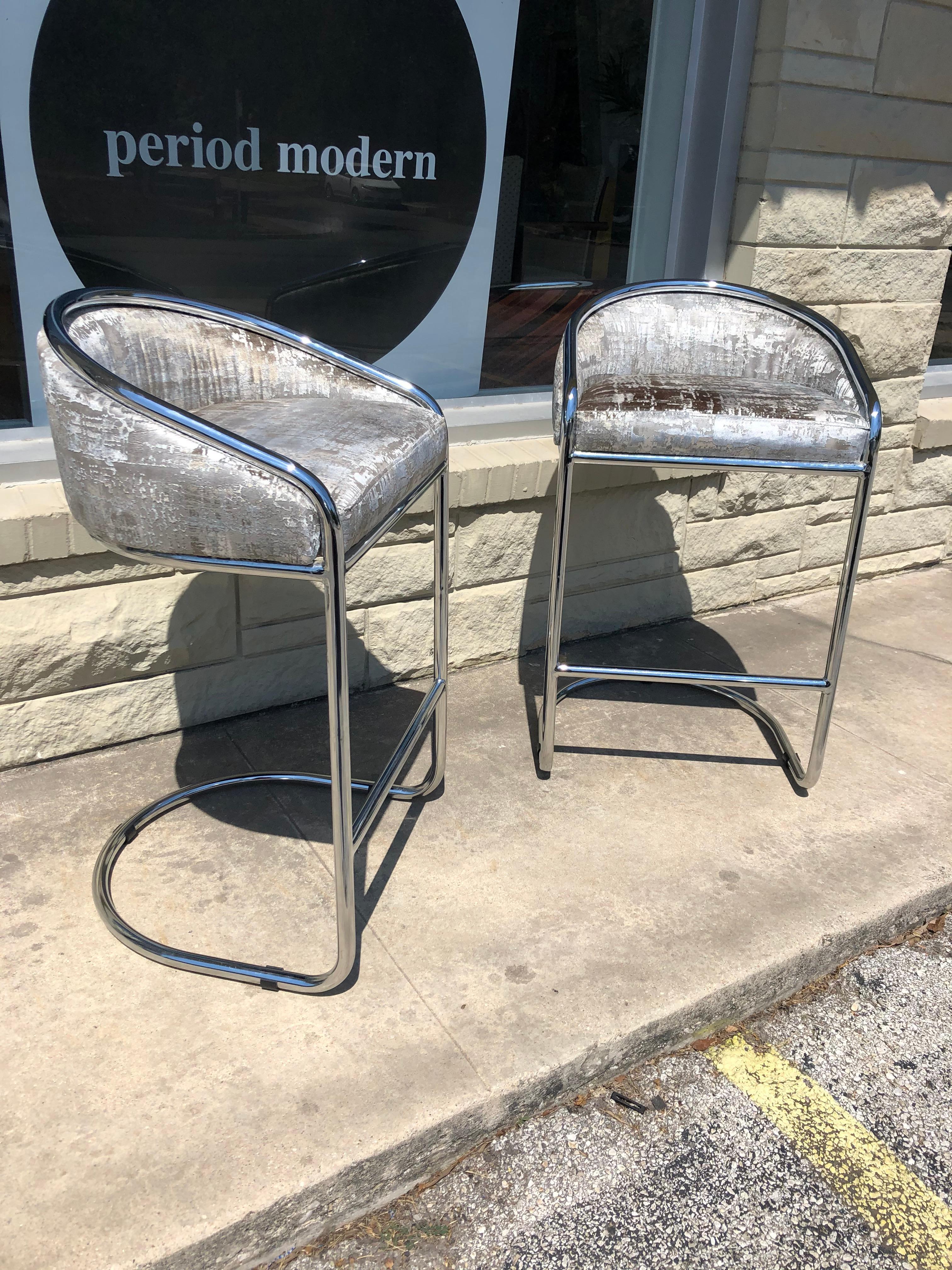 American Vintage 1980s Chrome Bar Stools by Anton Lorenz for Thonet For Sale