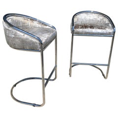 Tabourets de bar chromés vintage des années 1980 par Anton Lorenz pour Thonet