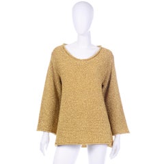 Vintage 1980s Claude Montana Gold Shimmer Pullover Sweater Top