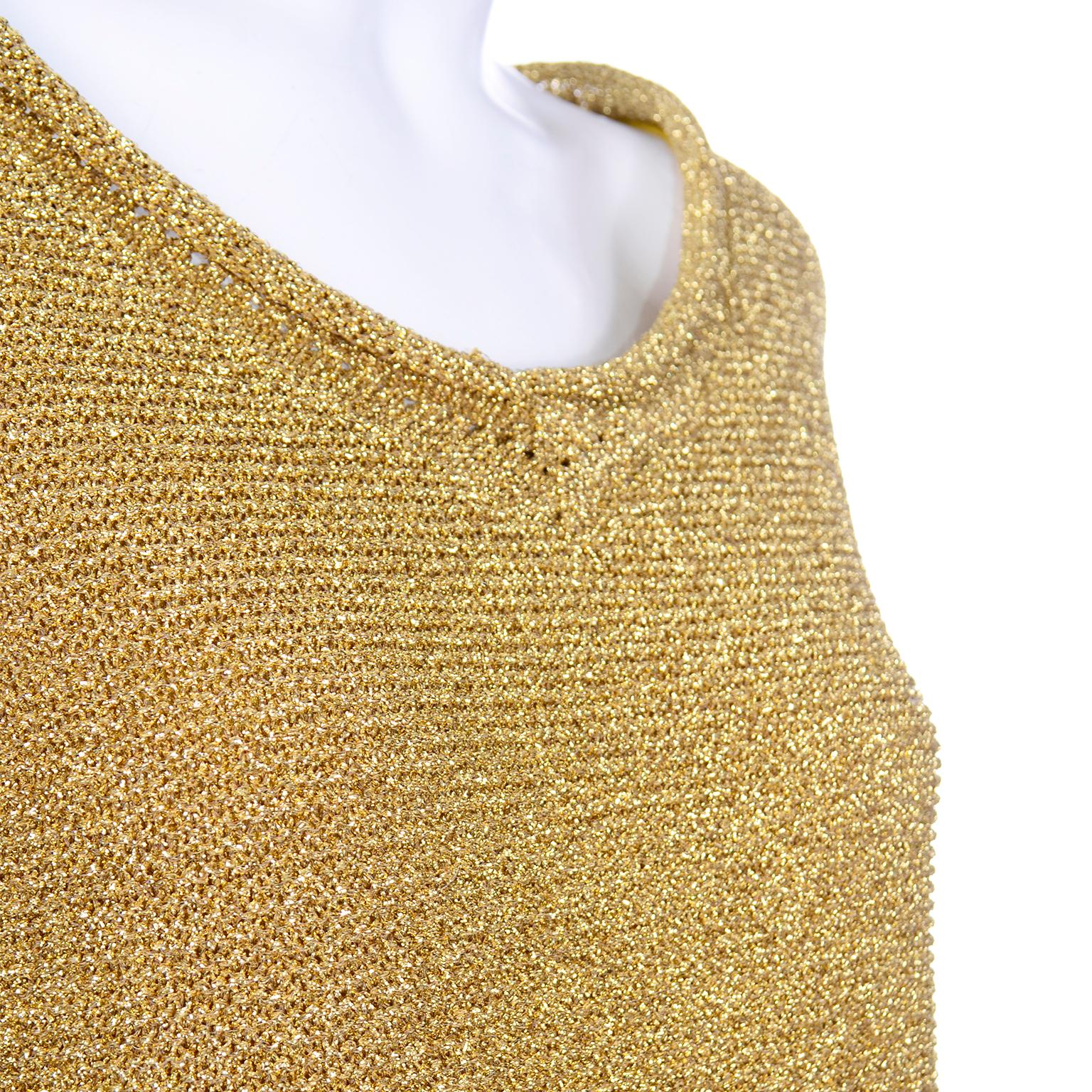 Brown Vintage 1980s Claude Montana Gold Shimmer Pullover Sweater Top  For Sale
